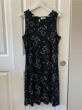 Jessica Black Sleeveless Midi Dress with White Paisley Print